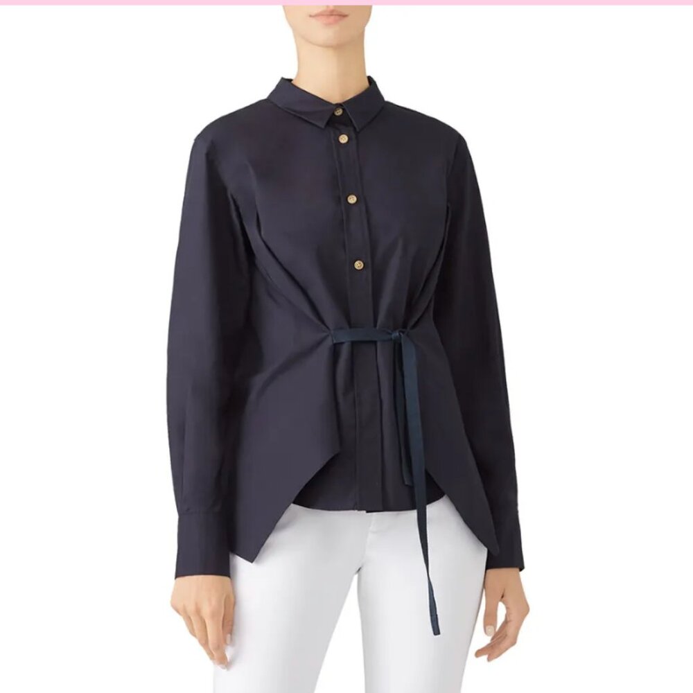 Vince Tie Front Cotton Blouse